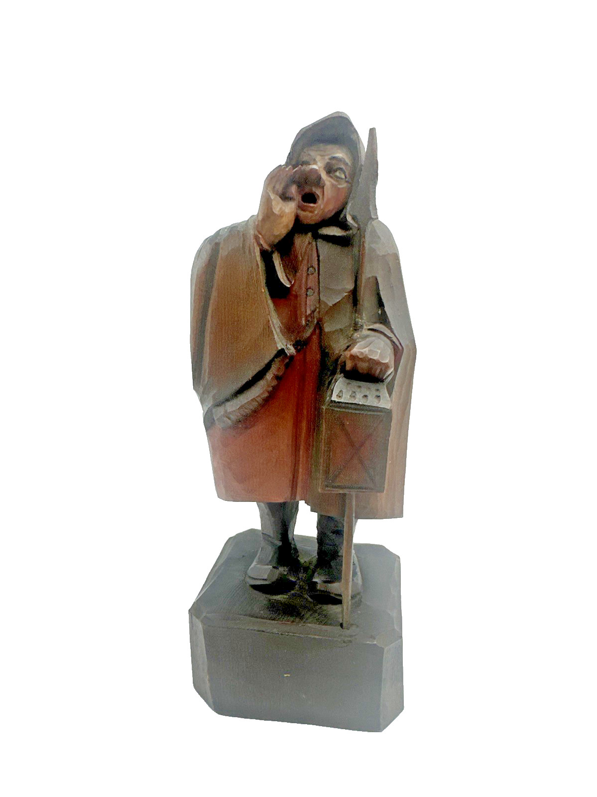 Antique 1920s ANRI Town Crier Wood Carving Figurine 7.5″ Italy