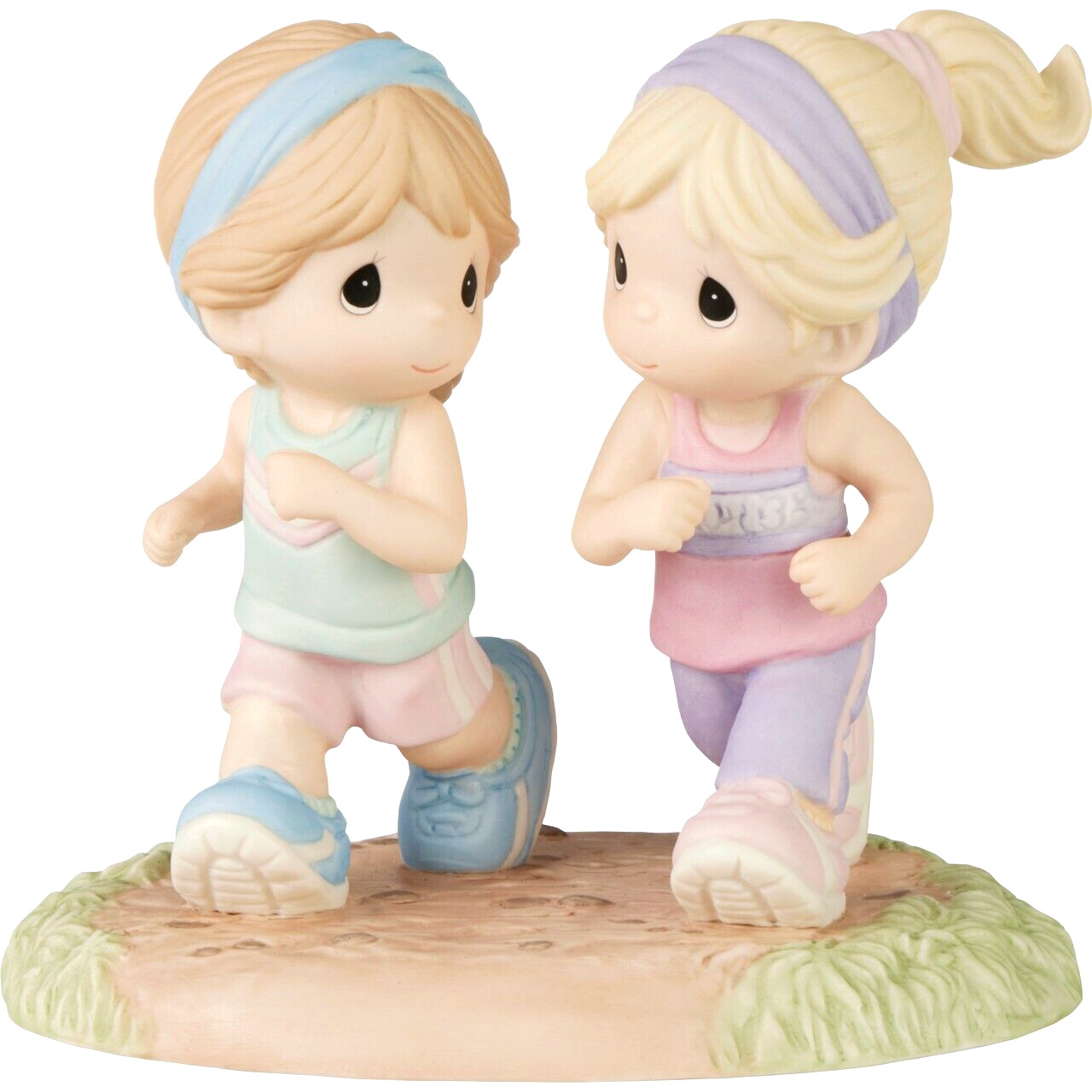 ⌘ New PRECIOUS MOMENTS Figurine MARATHON RUNNING JOGGING Best Friends Sisters