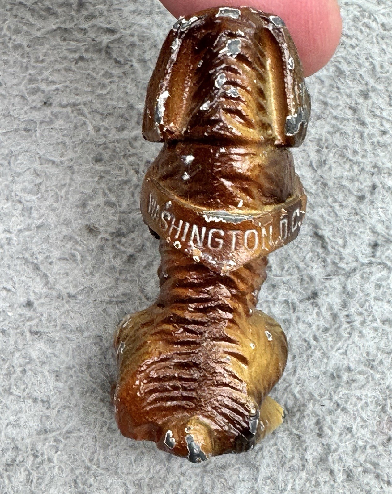 Vintage Heavy Metal Dog Figurine Playing Horn Washington DC Painted
