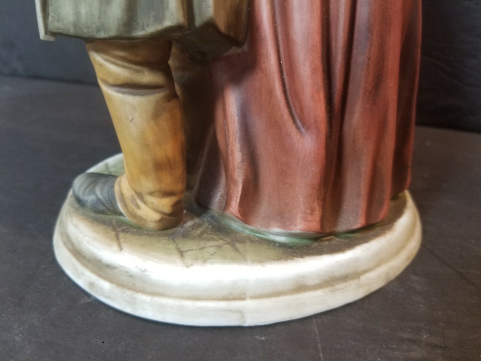 Old Couple Walking Dog Figurine, 9 1/2″ H