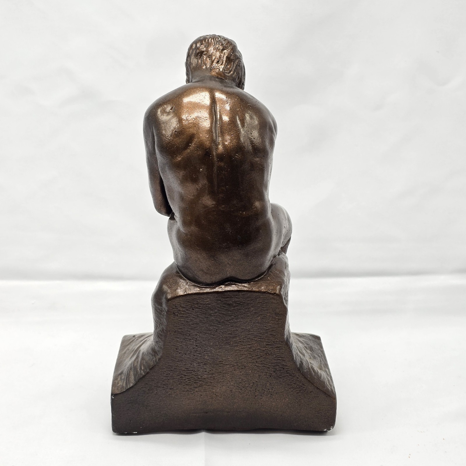 Vtg “The Thinking Man” Plaster Replica Statue Hand Painted Heavy 9″ Tall MCM