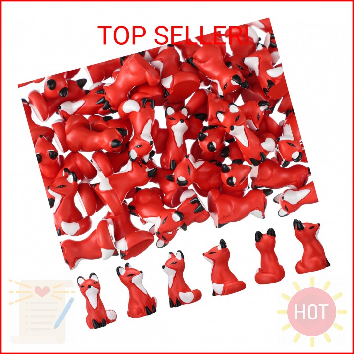 Wesiti 50 Pcs Mini Resin Fox Figures Bulk Cute Foxes Figurine Spring Woodland Fo
