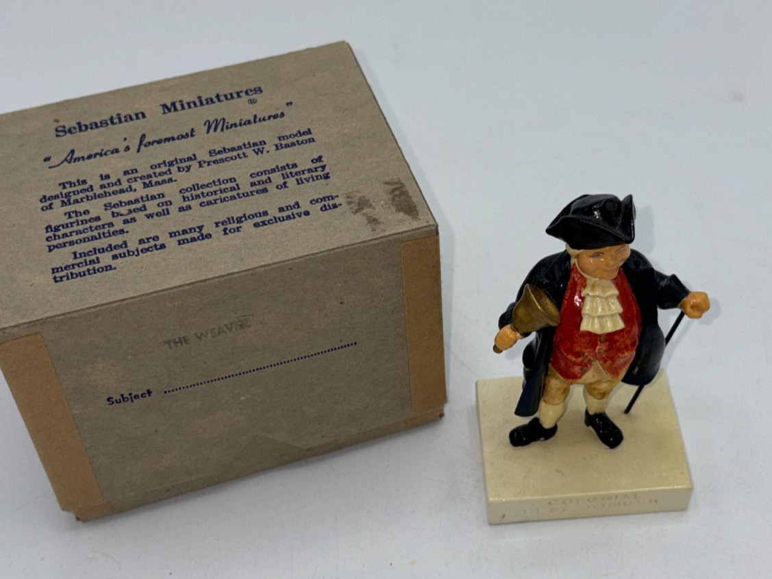 Sebastian Miniatures Colonial Bell Ringer Figurine 6207 w Box Vintage