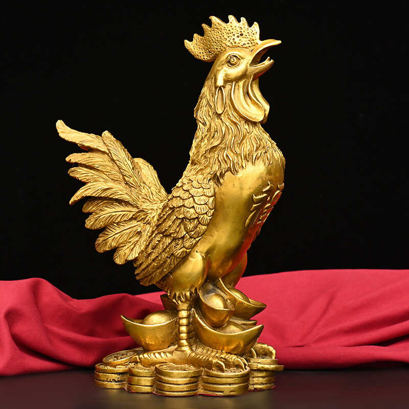 Pure Copper Rooster Golden Rooster Statue Crafts Zodiac Decorations