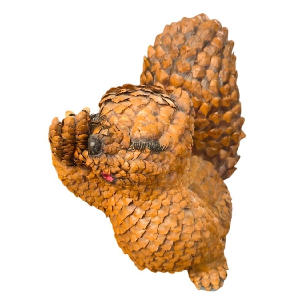Vintage Pinecone Squirrel Figurine Woodland Folk Art Nature whimsical MCM craft