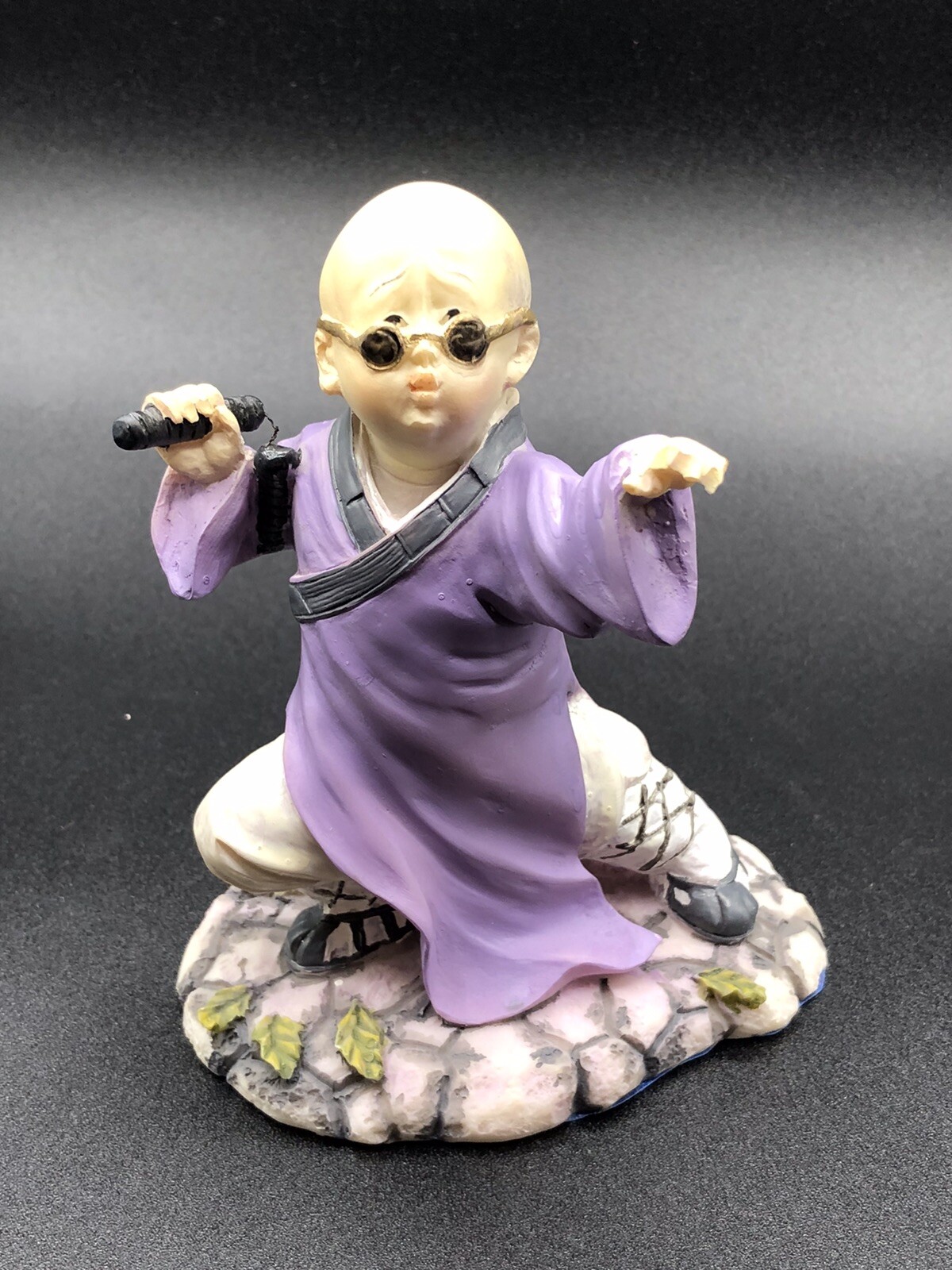 Shaolin Little Monk Kung Fu Boy Resin Figurines- Set Of 3
