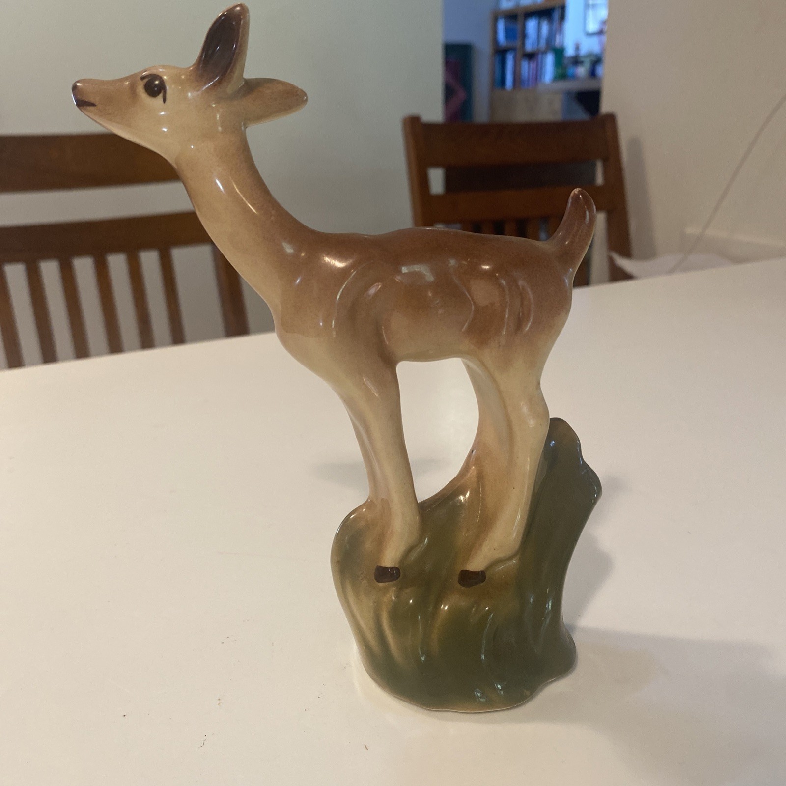 Deer Fawn Ceramic Figurine Statue Mid Century Modern MCM 7.5”Standing Figure Vtg