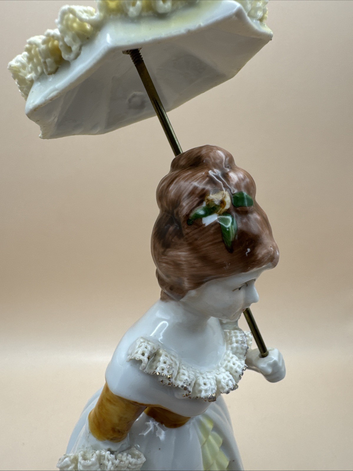Vintage Victorian Lady With Removable Parasol Figurine – 9.75”