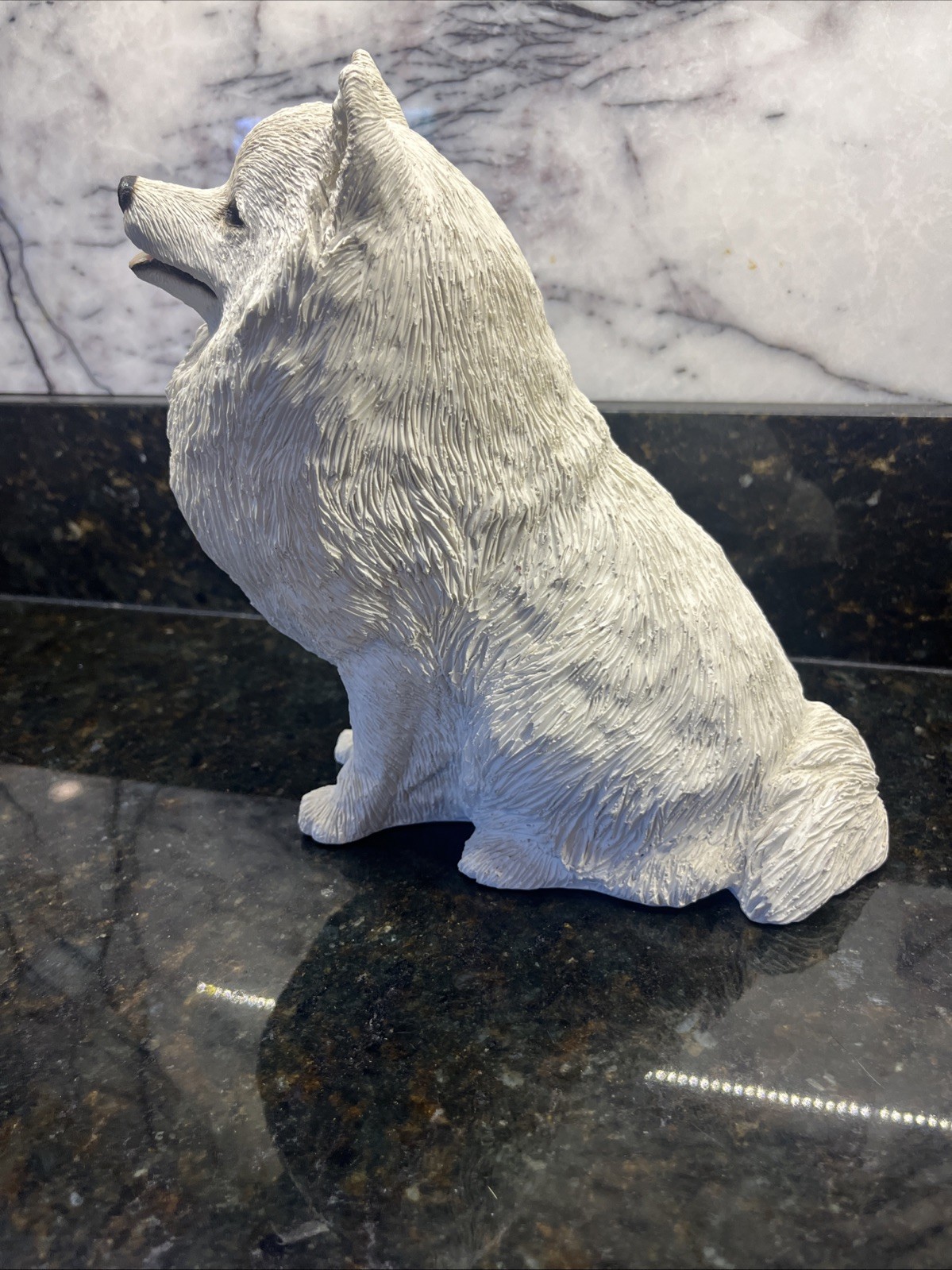 Vintage Sandicast American Eskimo Eskie Dog Sculpture Statue Out Of Prod. USA