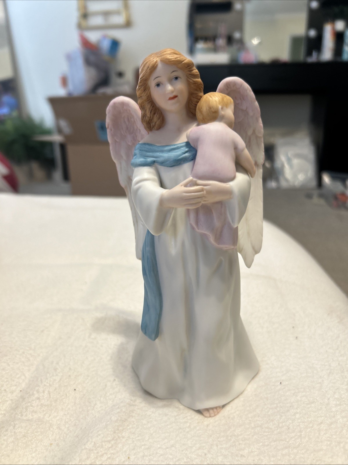Vintage Homco #1434 Guardian Angel With Baby Porcelain Figurine By Home Interior