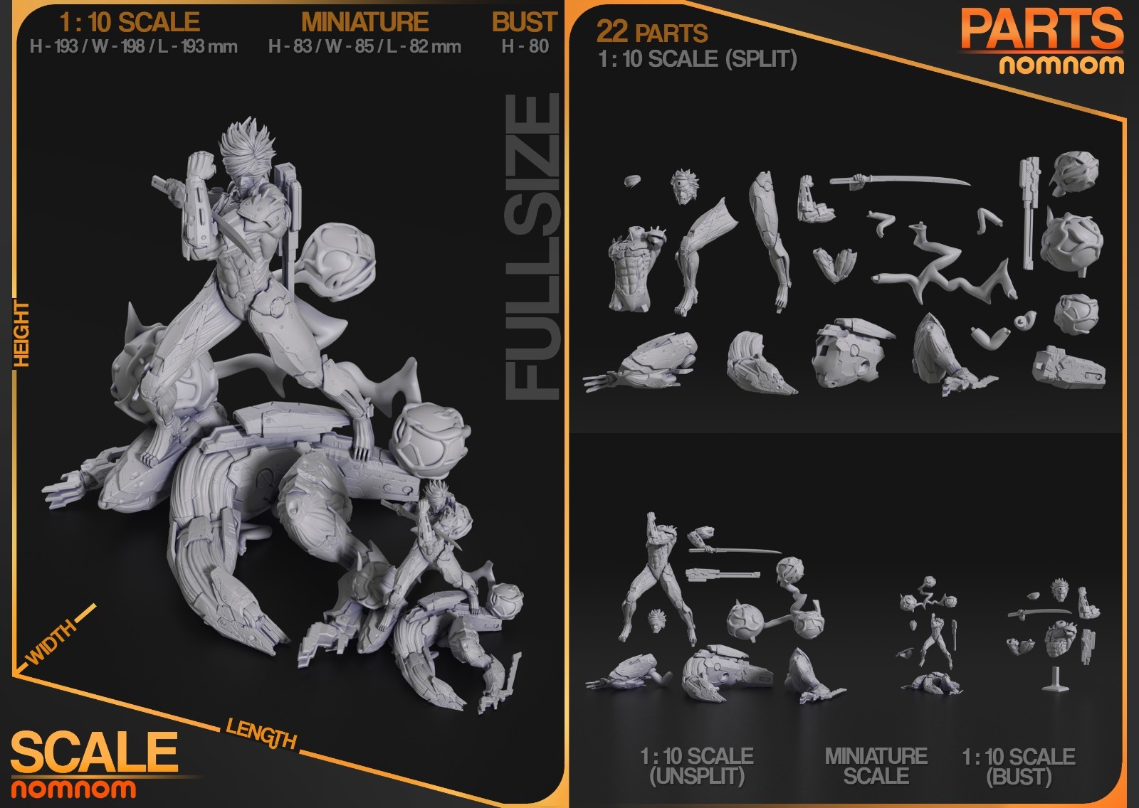 Raiden Figurine Metal Gear Solid Hand Painted Model / DIY Kit 22 pcs