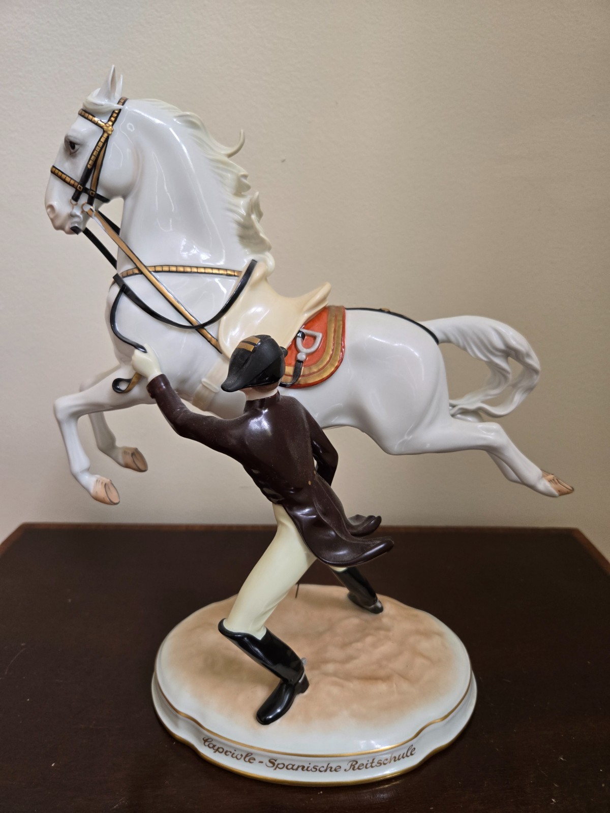 Augarten Wien Porcelain Spanish Riding School ‘Capriole’ Horse, damage on rein