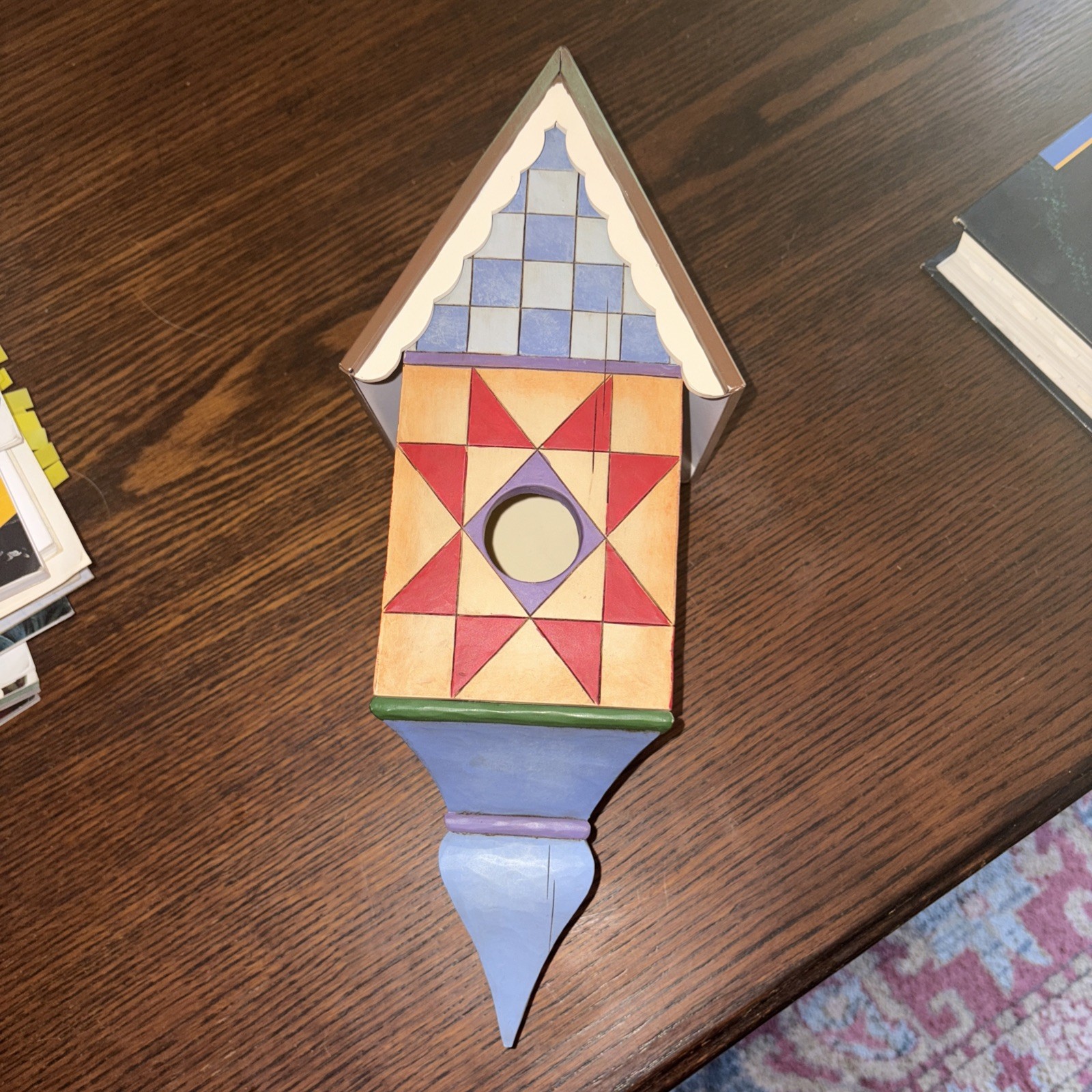 Jim Shore Hanging Bird House/Quilted Sides With Copper Roof Color-Adorable!!!