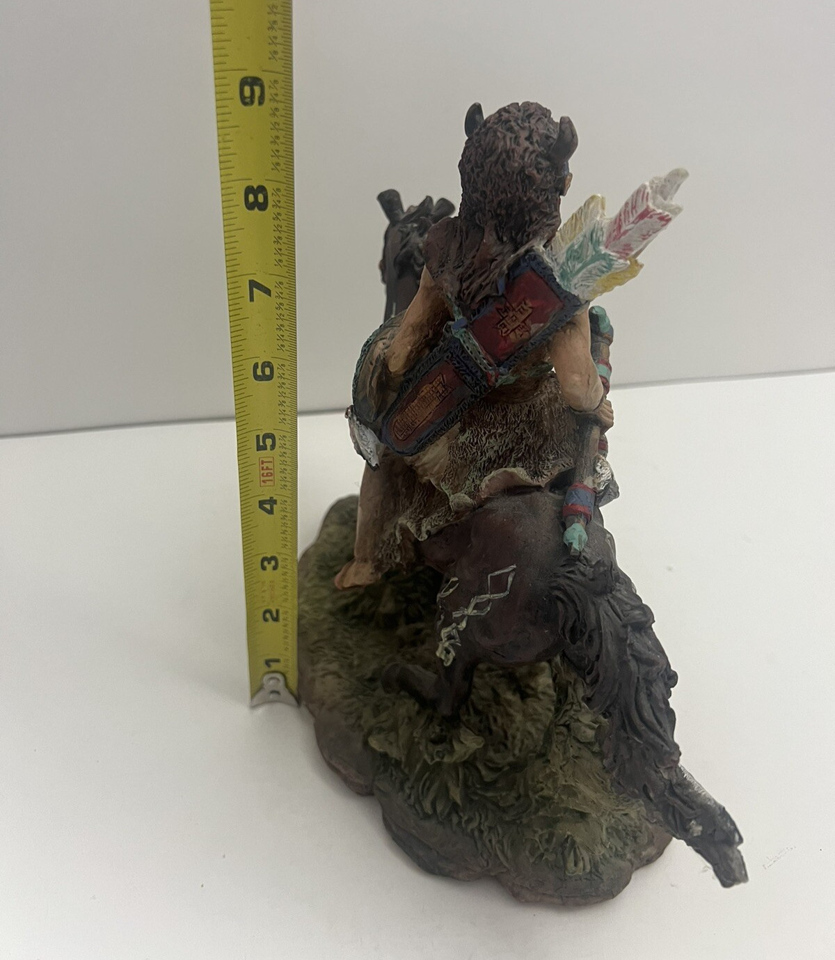 Native American Indian Chief Warrior Man on Horse Resin Figurine 9″ Statue Decor