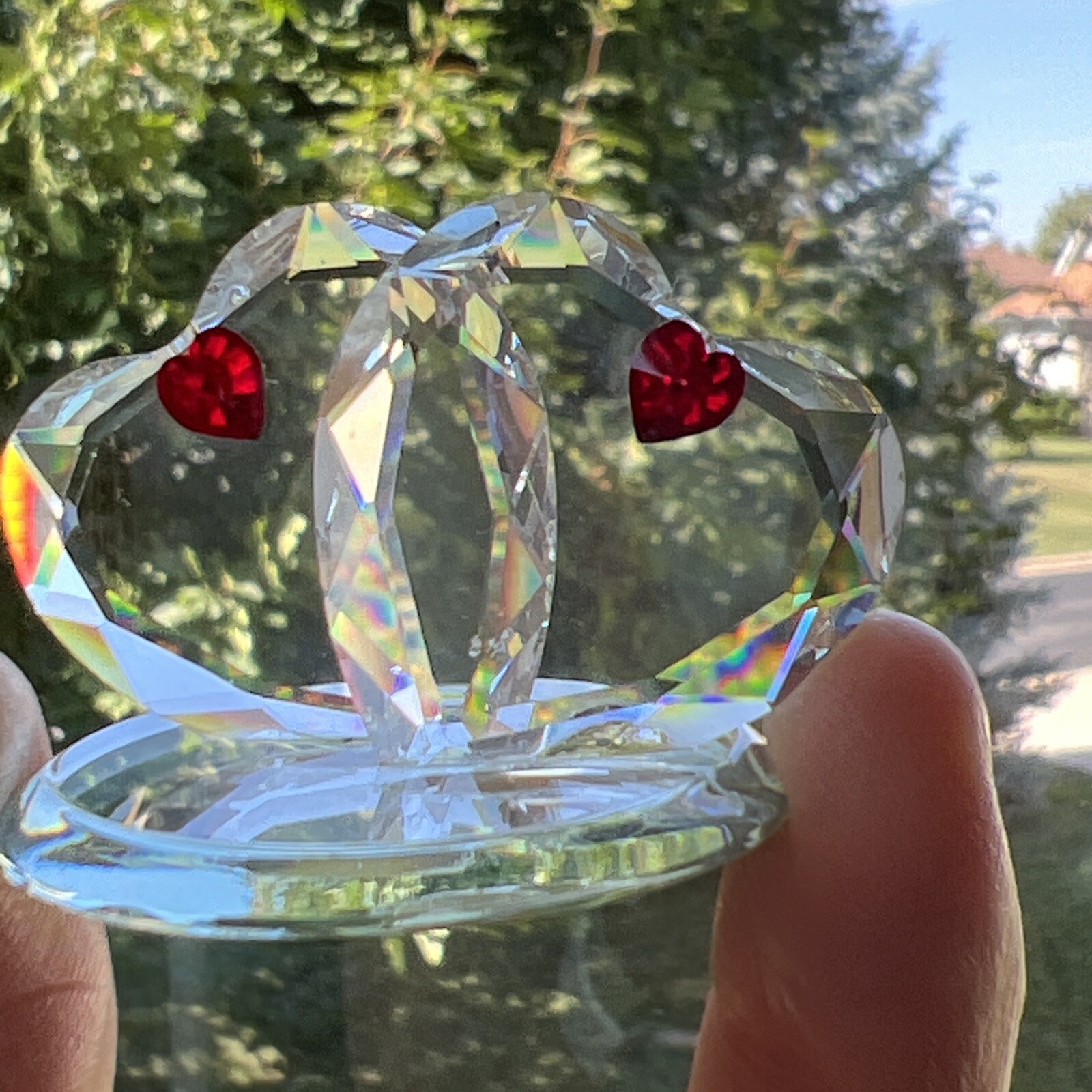 VTG CFL Crystal De Lites By Manon Double Twin Hearts Figurine