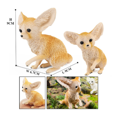 9cm Mini Yellow Fennec Fox PVC Toy Wild Animal Figure Doll Kids Gift