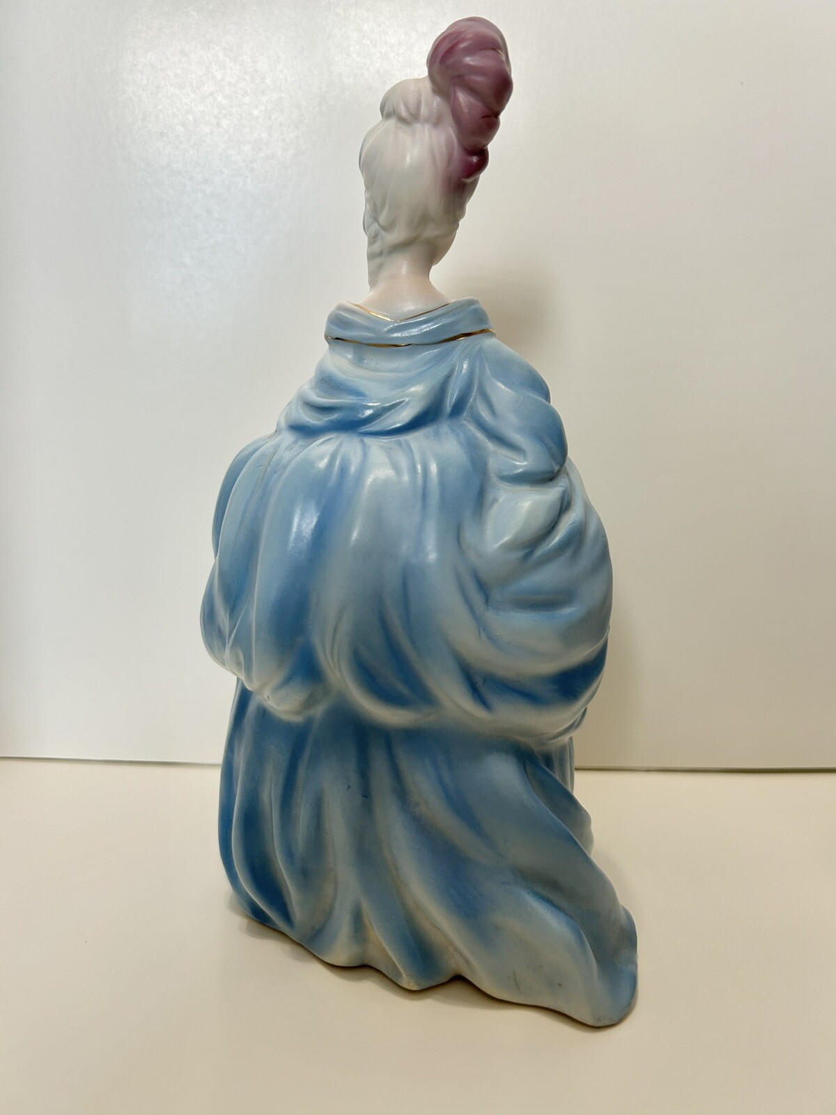 Josef Originals Lady In Blue W/Fan Minuet Series Matte Bisque Finish 8” Figurine