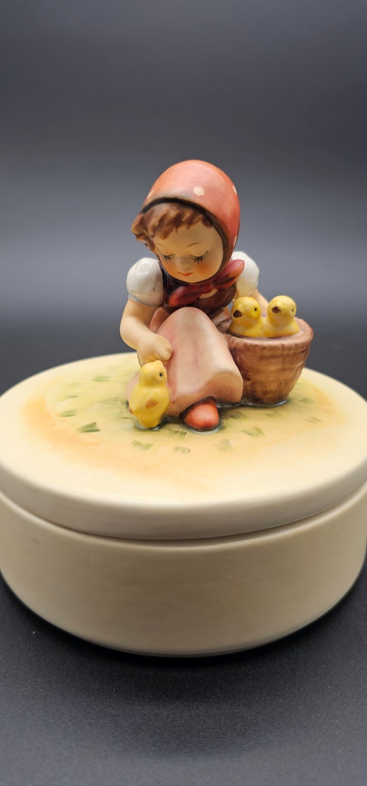 Vintage Hummel GOEBEL Chick Girl Trinket storage Box 5 1/4” Wide X 5 1/2” Tall