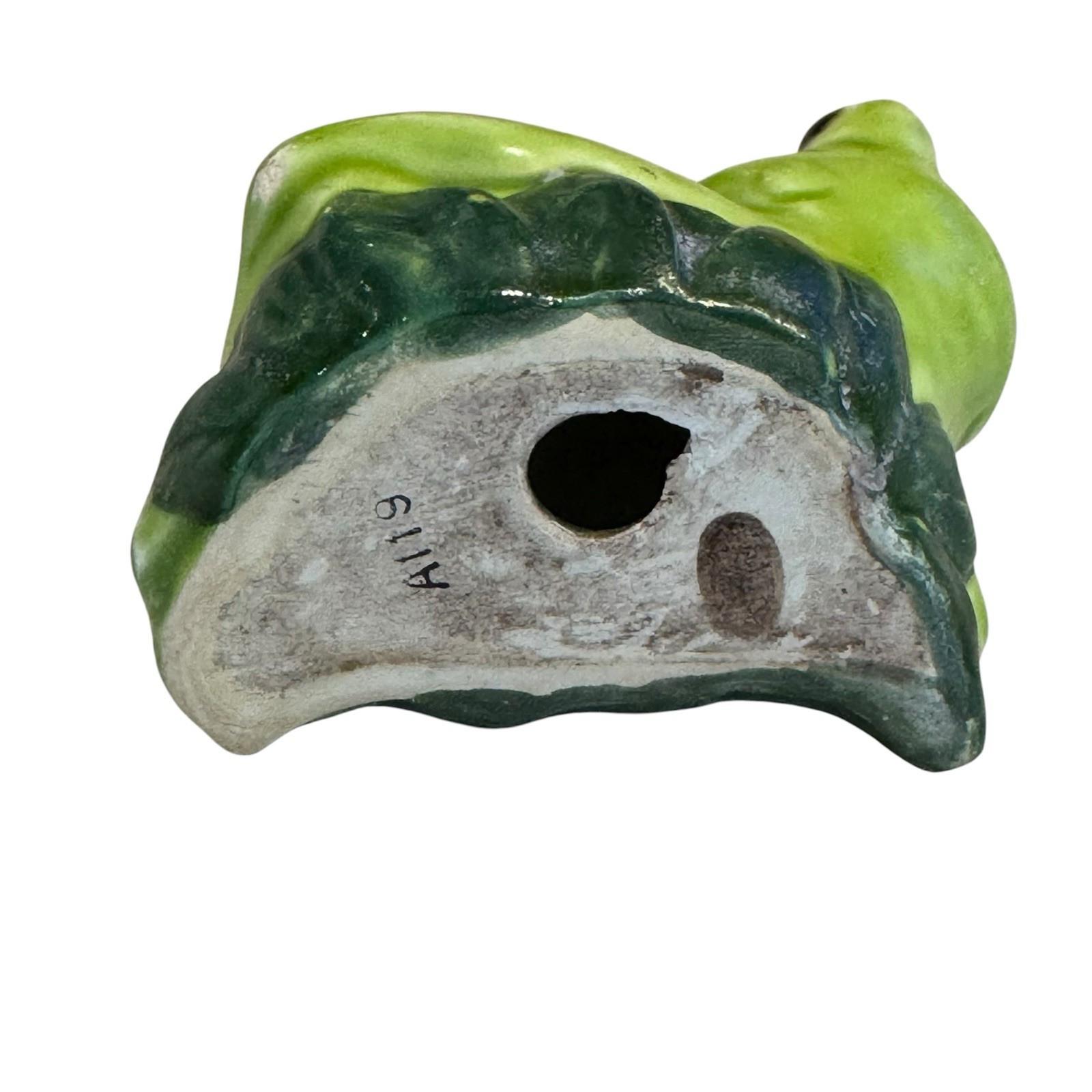 Vintage 70’s Ceramic Leaning Frog Figurine Hand Painted Retro 2.5” READ