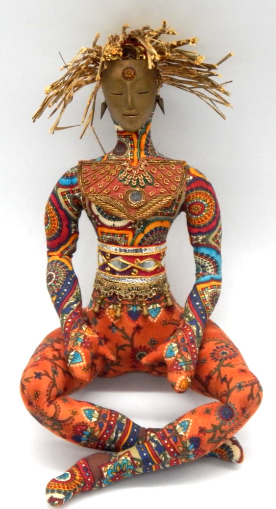 Vtg Meditation Limited Edition Artisan Made 12″ Doll Peggy Flynn RARE Boho