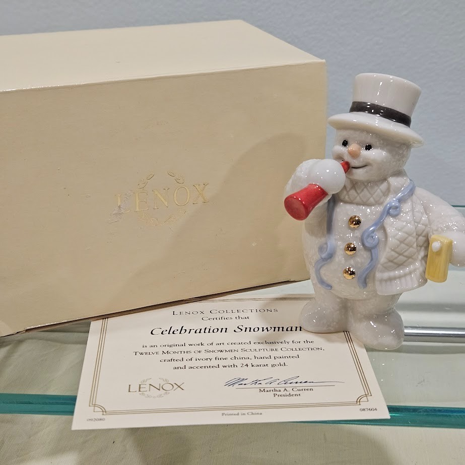 Lenox 2000 January Celebration Snowman 24K Gold Accents Snowmen Collection