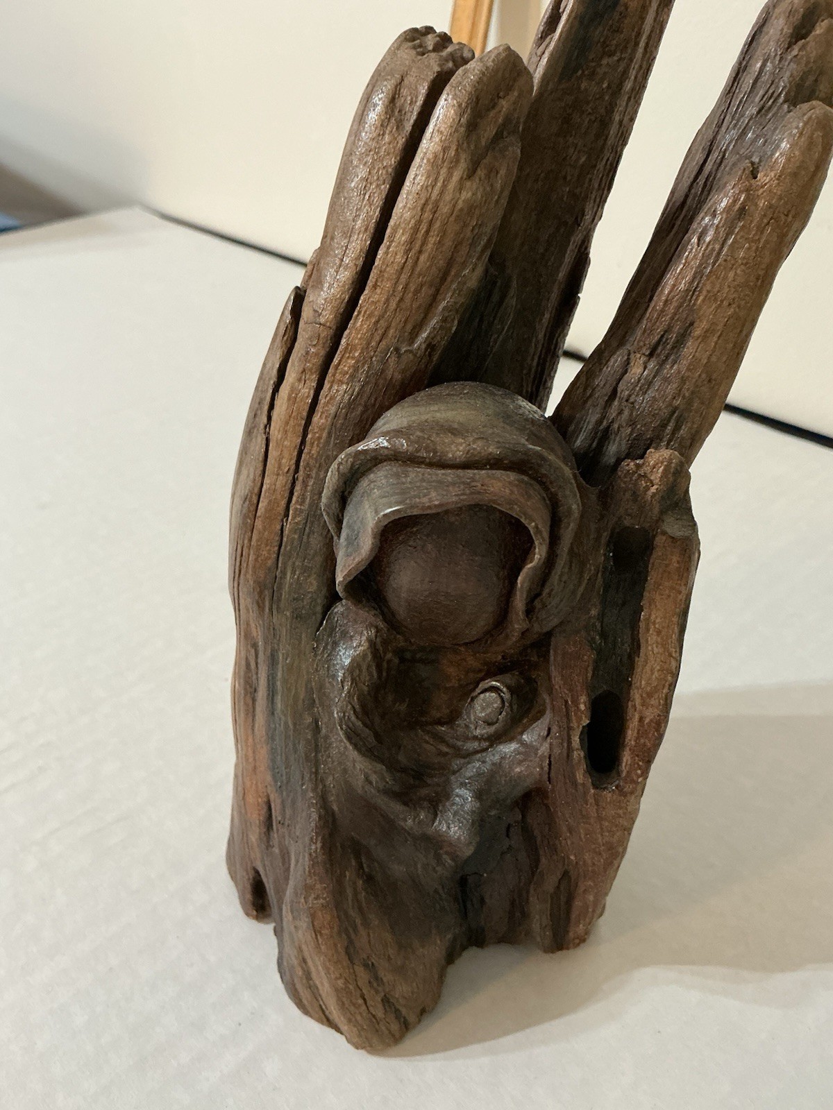 Mother And Child Artisanal Figure, Clay On Wood 4” X 10”