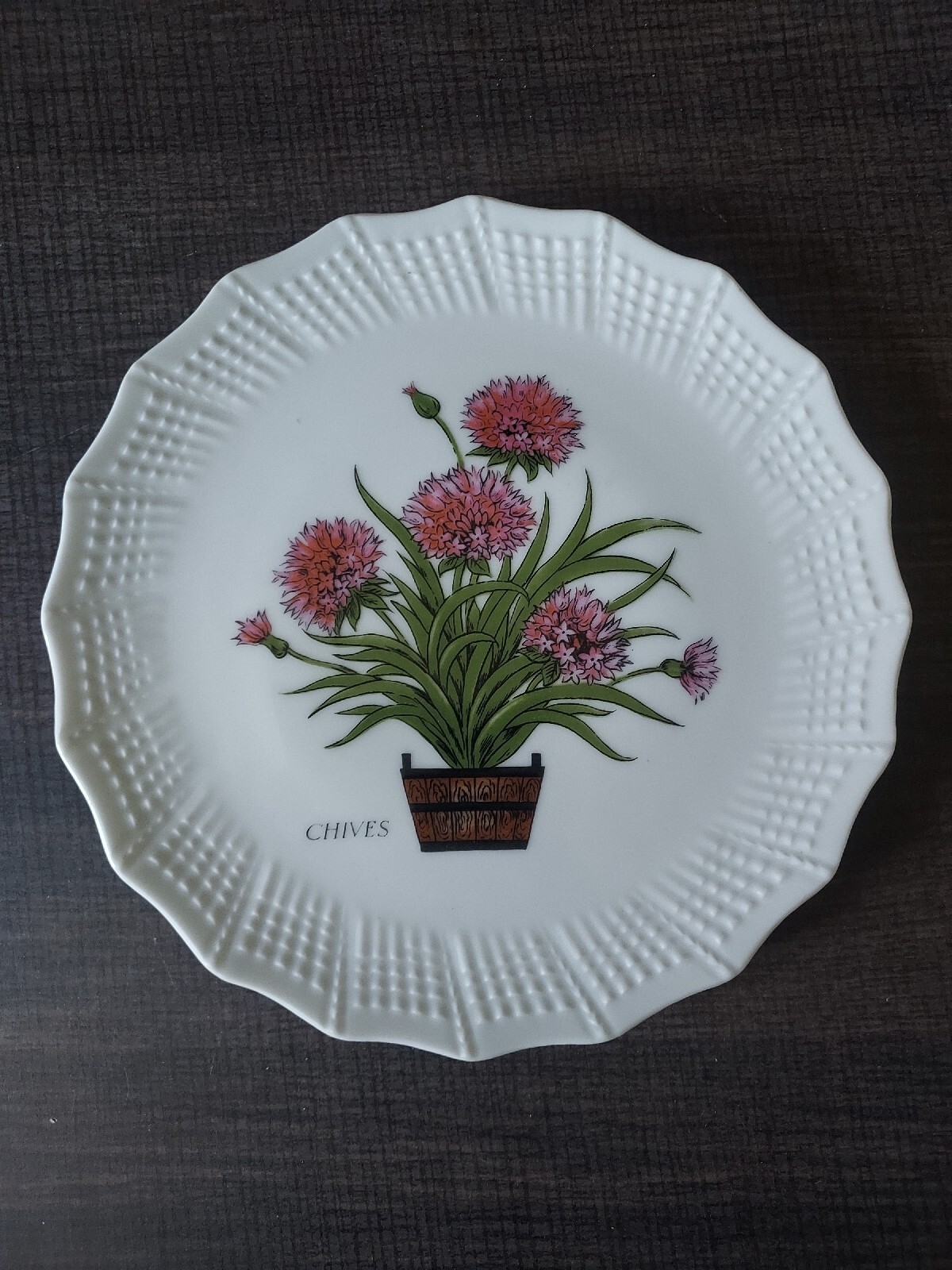 Decorative Hanging Plate CHIVES flower white 8.5 inches