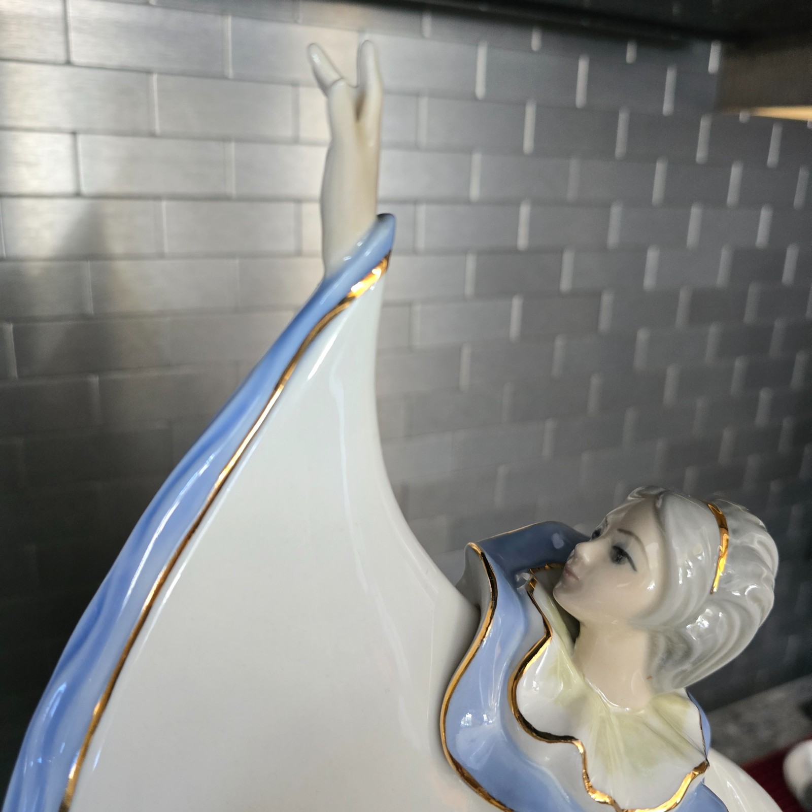 Art Deco Tengra Spain Pierrot & Crescent Moon 3pc Figurine Set Glazed Porcelain