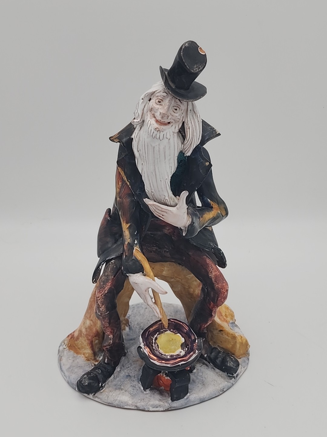 Vintage Lo Scricciolo Style Sculpture Figurine Old Bearded Man Cooking Folk Art