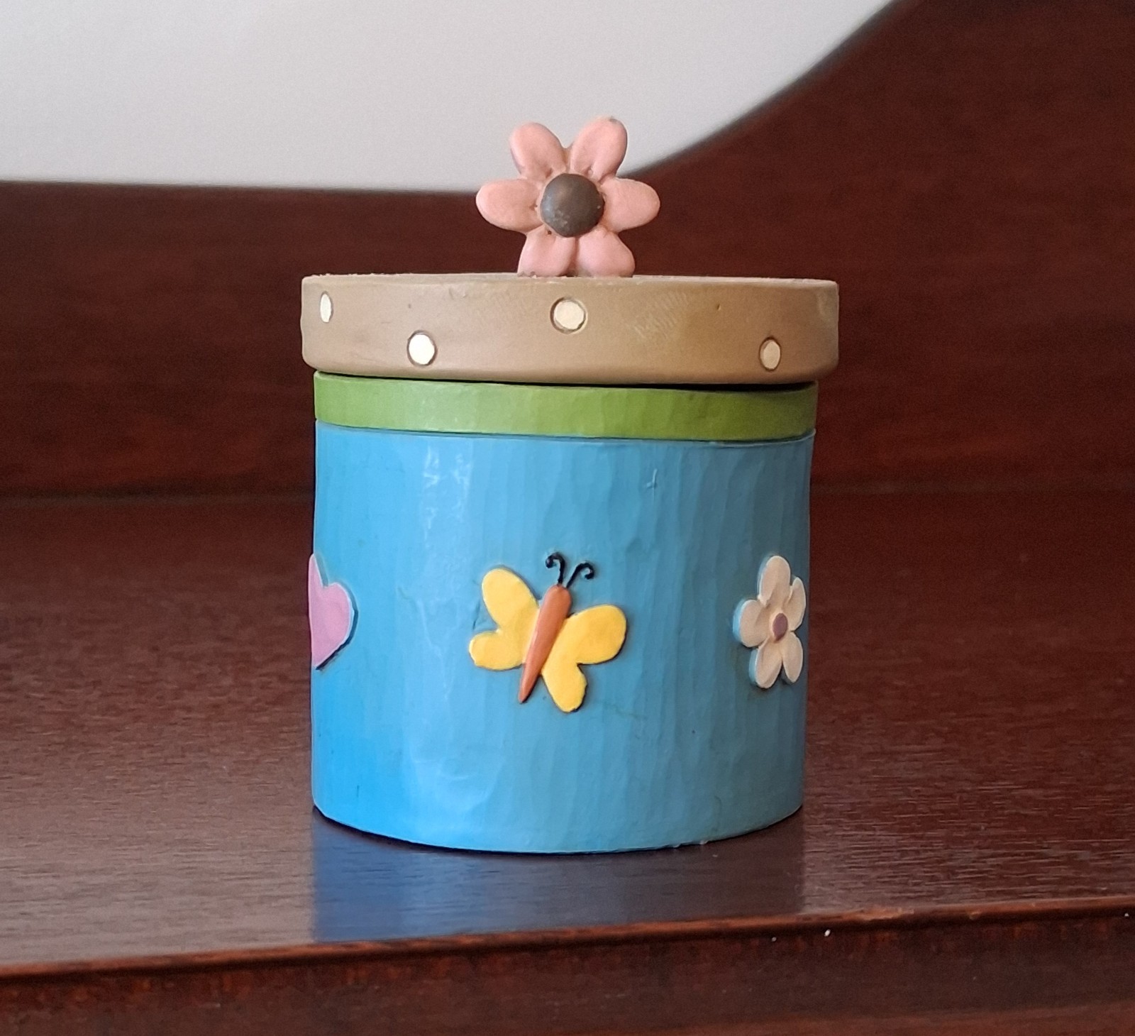 RARE Retired Blossom Bucket Whimsical Spring Trinket Box