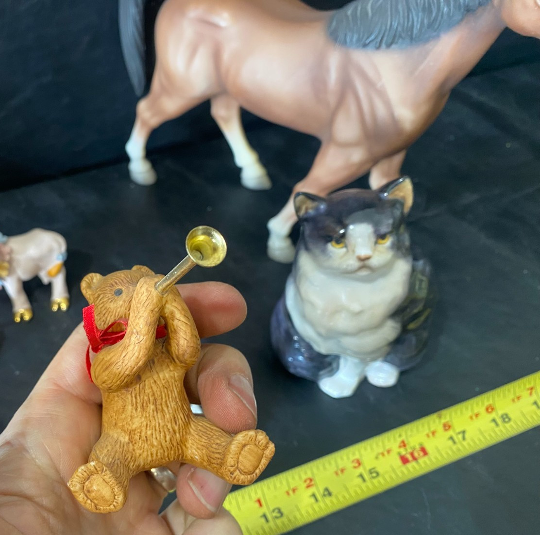 animal figures figurines statue rabbit elephant horse cat kitten lot collection