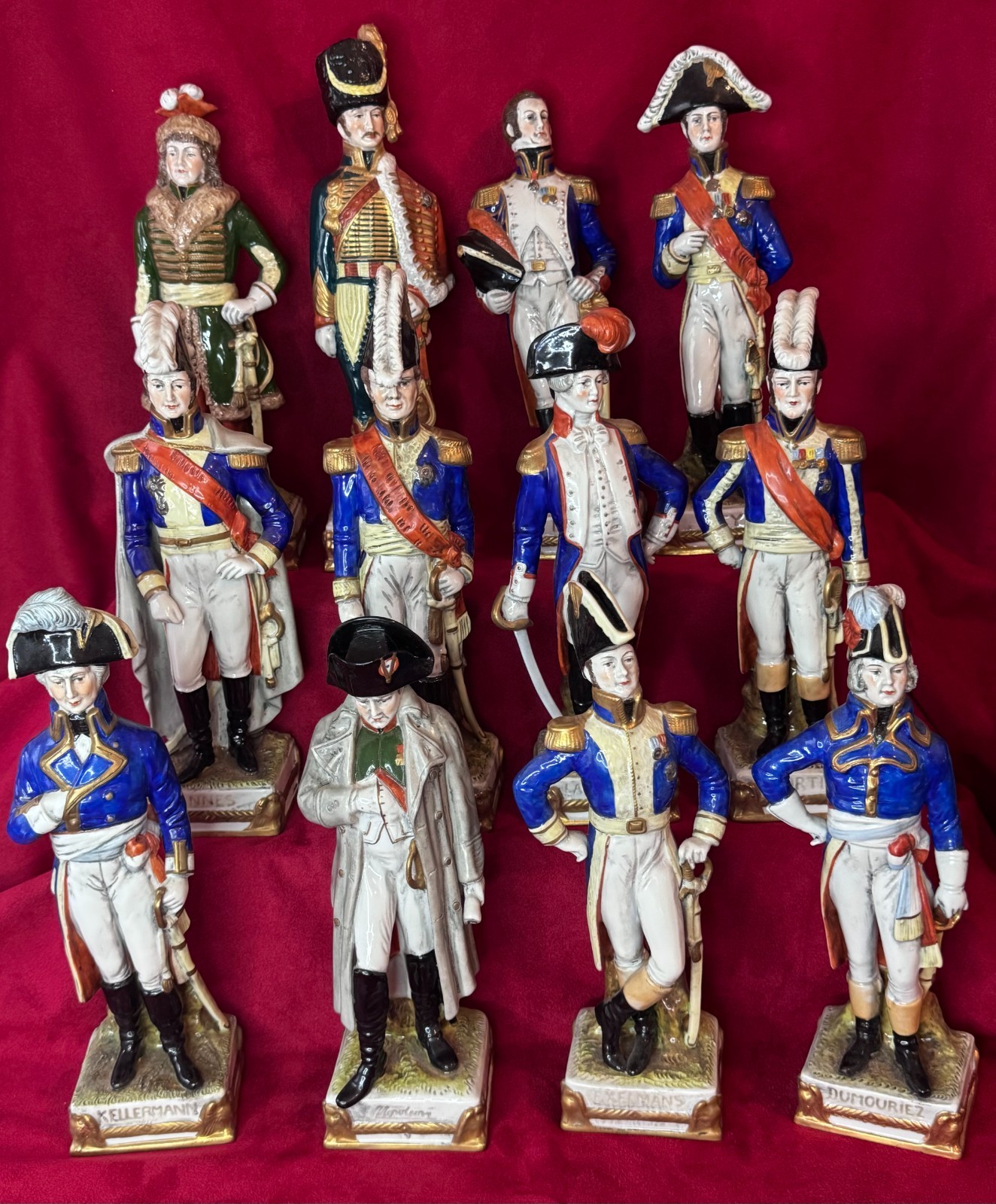 12 Vintage Scheibe Alsbach Napoleon & Marshals Porcelain Figures Collection.