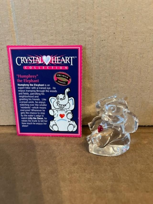 Vtg 1994 Just Toy Inc Crystal Heart Collection w/red heart -cat, swan & elephant