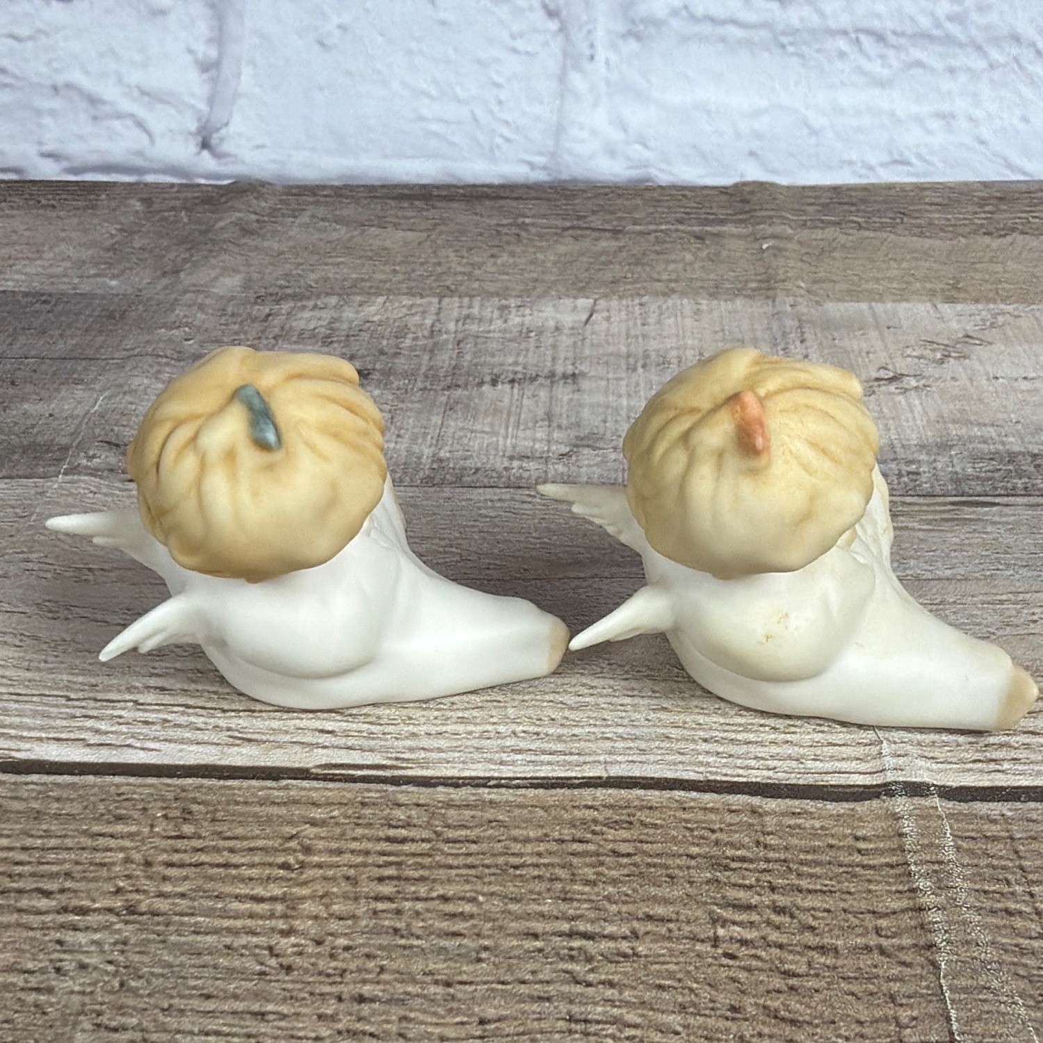 Vintage 1980s Editions In Porcelain Angel Cherub Boy Girl Pair Set Of 2 Made USA