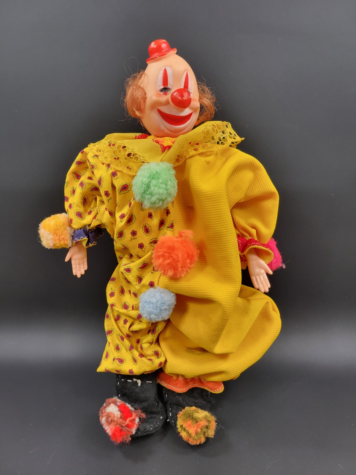 Vintage Lightweight Plastic Body Clown w/ Felt Shoes Mid Century?