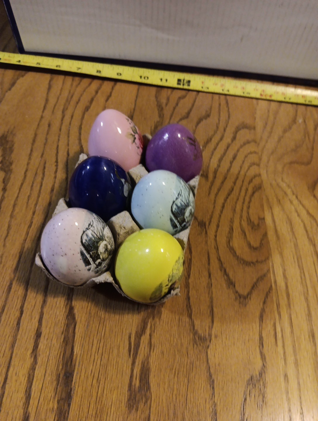 6 Painted Porcelain Eggs 2000- 2001. Flowers,Indians, Buffalo, Cranes