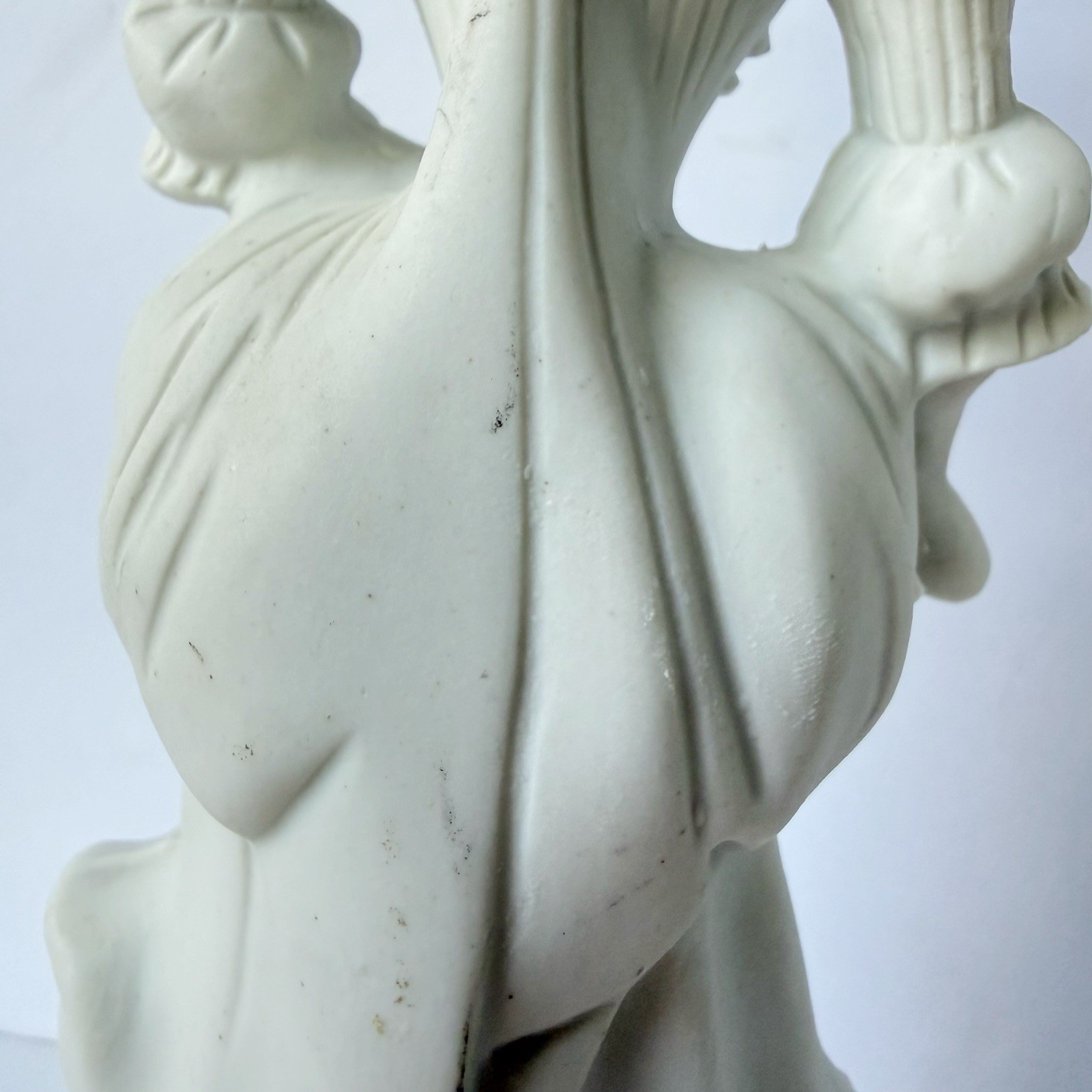 Vintage Pair of Rococo Baroque Couple Figurines Doves White Bisque Porcelain 12”