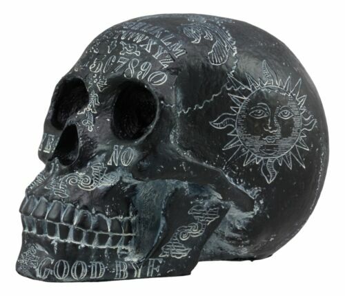 Ebros Black Astrology Paranormal Ouija Spirit Skull Statue 8.5″L Supernatural