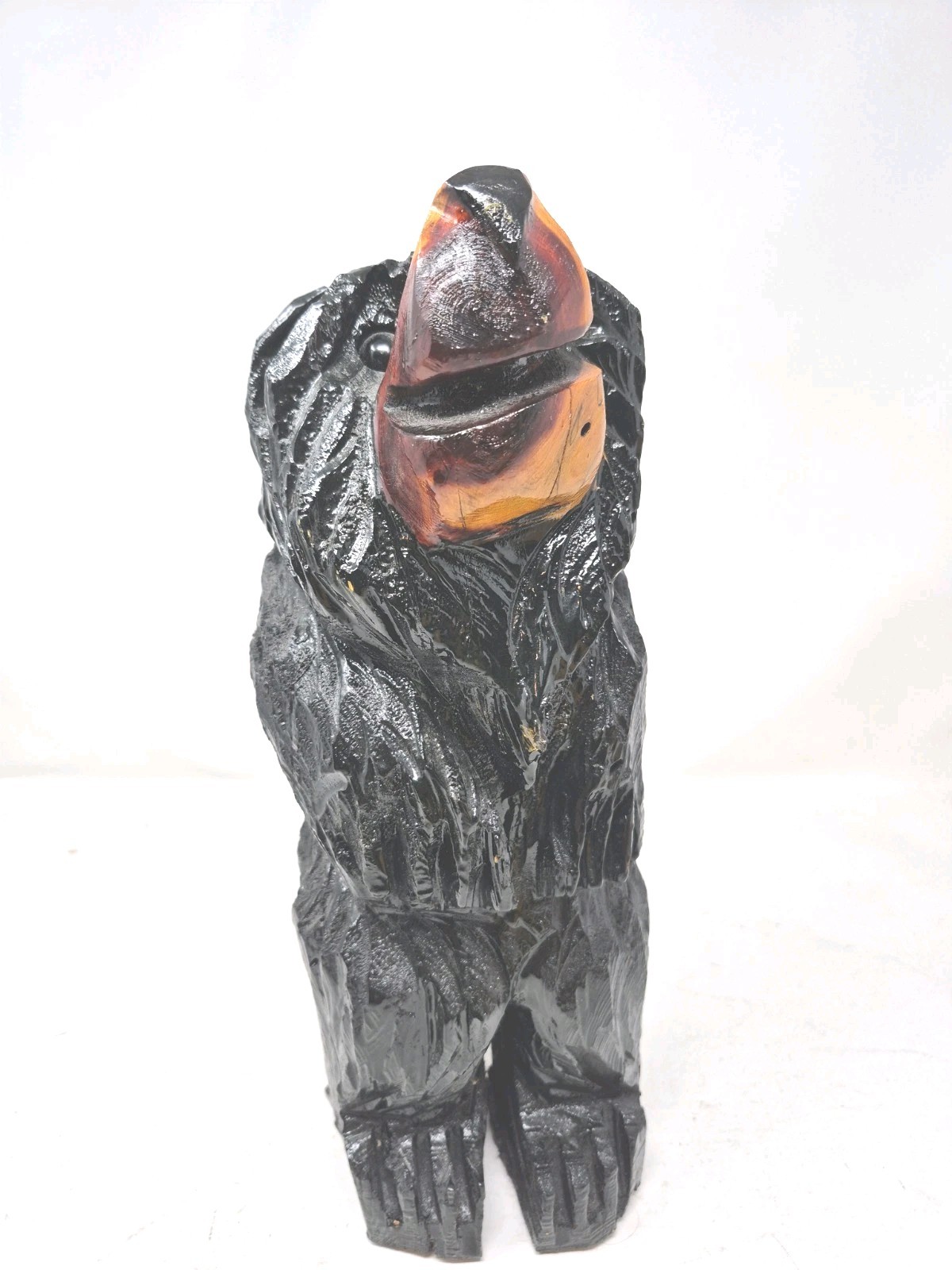 Just Grin & Bear It- Aprox.-13 & 3/4 In.- Wood-Chainsaw Carved Black Bear