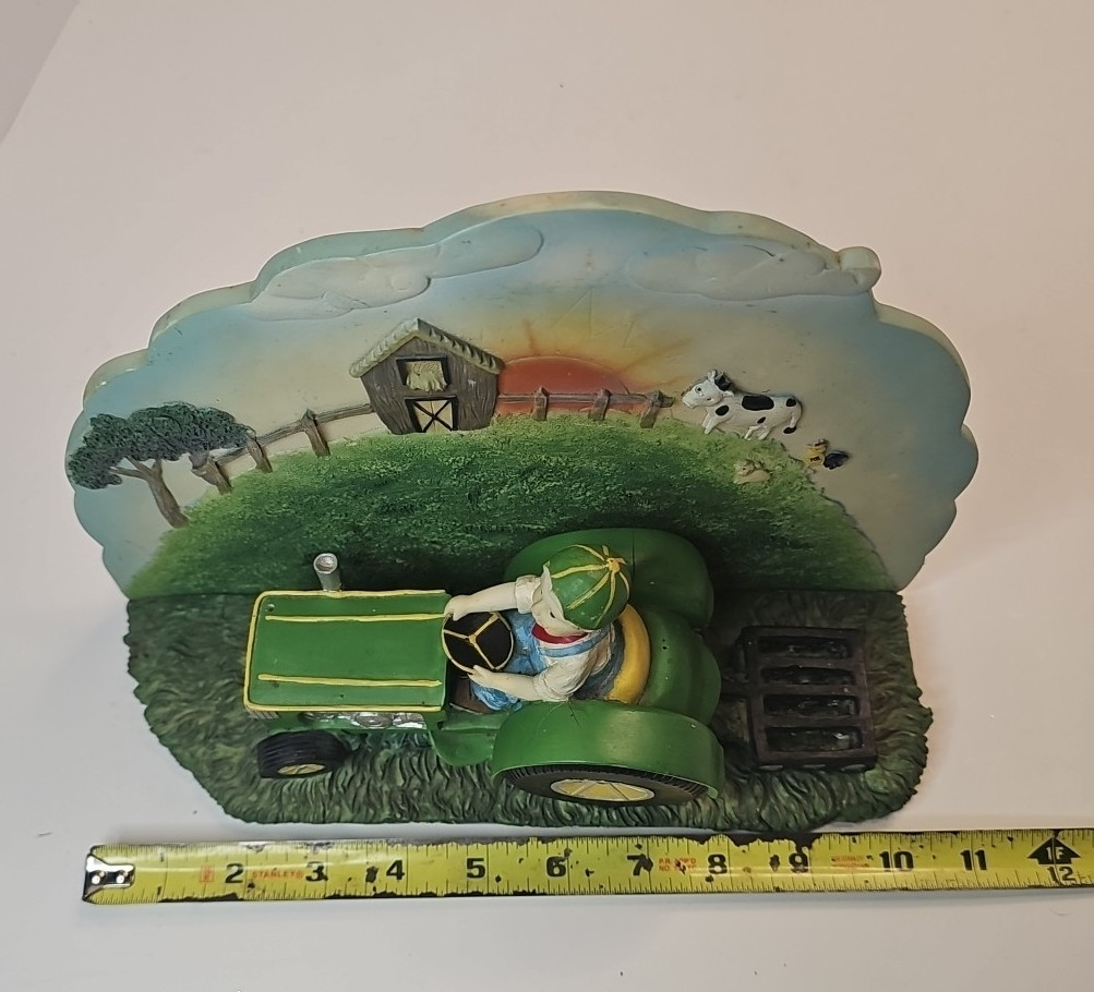 Vintage Boy Drives A John Deere Tractor Resin Figurine 2 Piece 2002 *READ*