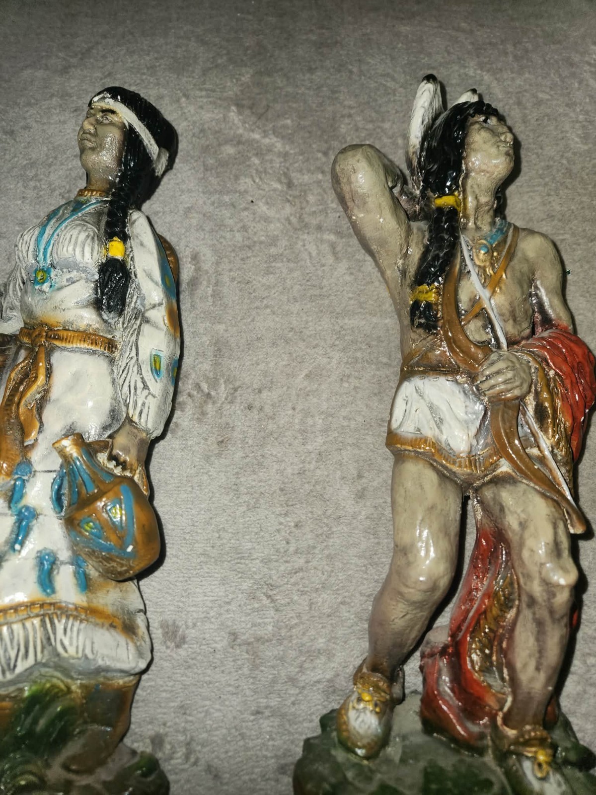 Beautiful Set Of 2 Vintage Native American Woman And Man Universal Statuary