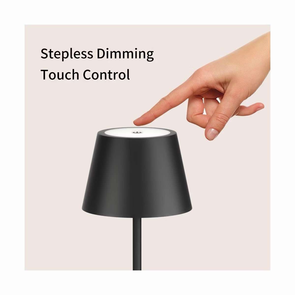 ONEWISH Touch LED Table Lamp Cordless Black Dimmable Modern Accent Night Light