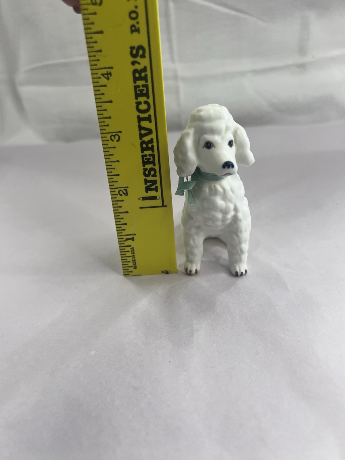 Poodle Dog Figurine Ceramic Vintage 3 1/4 Inches Tall Farmhouse Birthday Gift