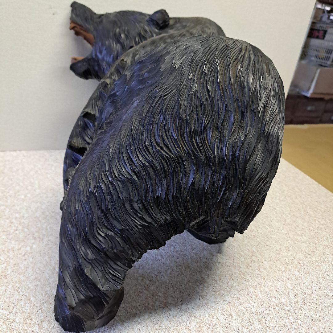 Japanese Wooden Bear Hand Carved Sculpture 50cm×32cm Rare