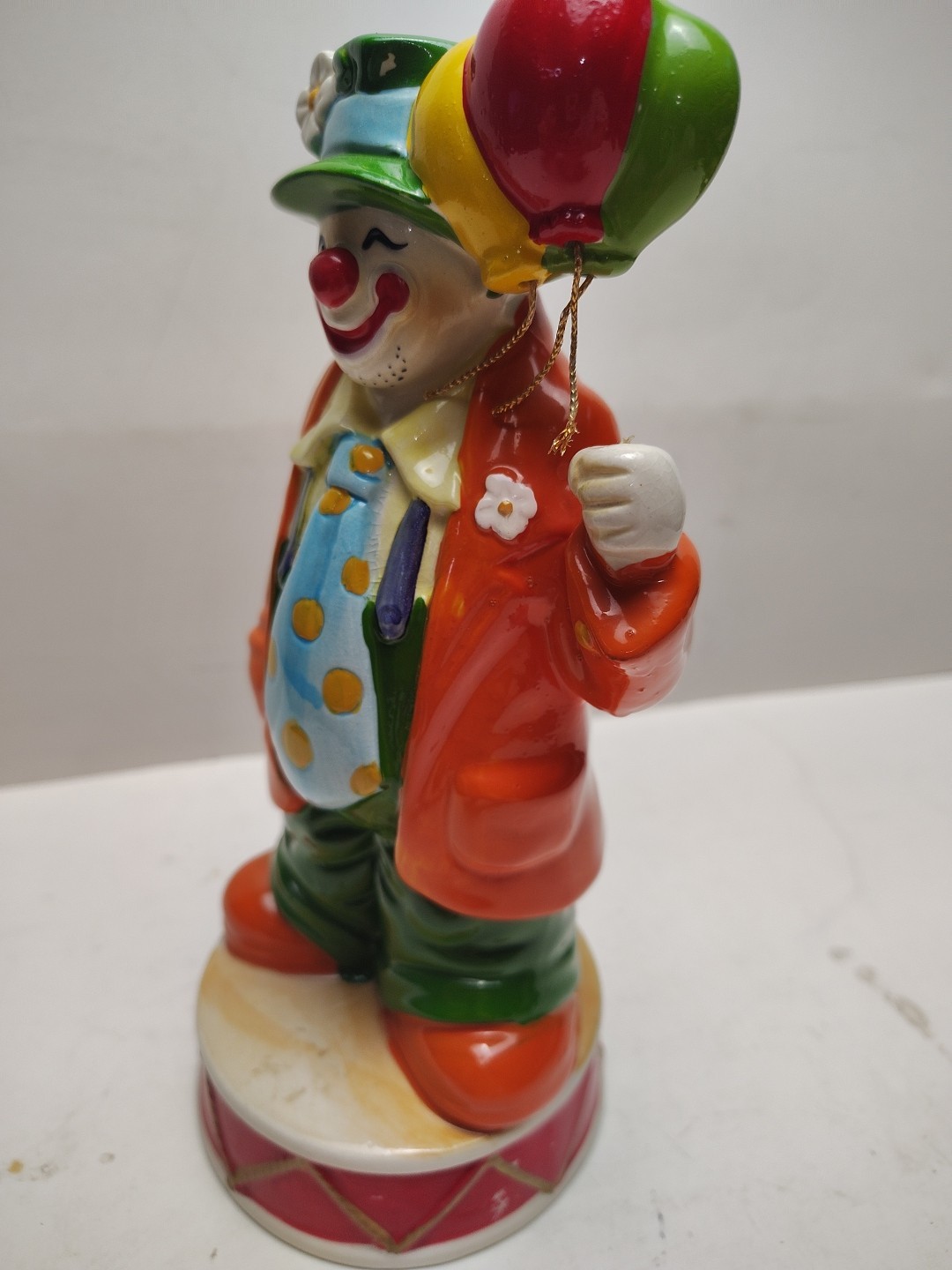 Vintage Enesco Happy Clown Music Box Wind Up Plays You Light Up My Life ORANGE