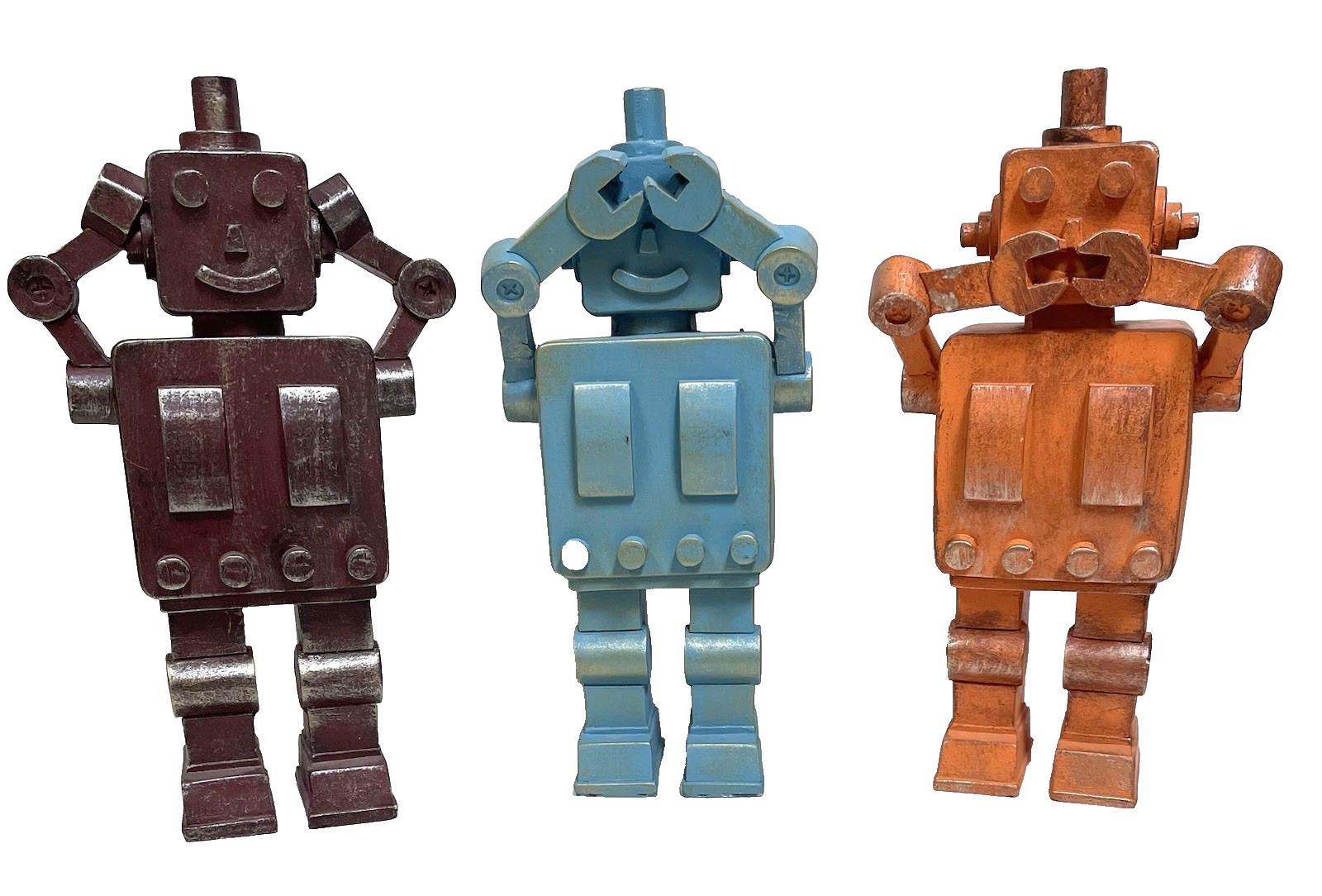 Three Hands 3 Multi-Colored Robots – Hear No Evil See No Evil Speak No Evil