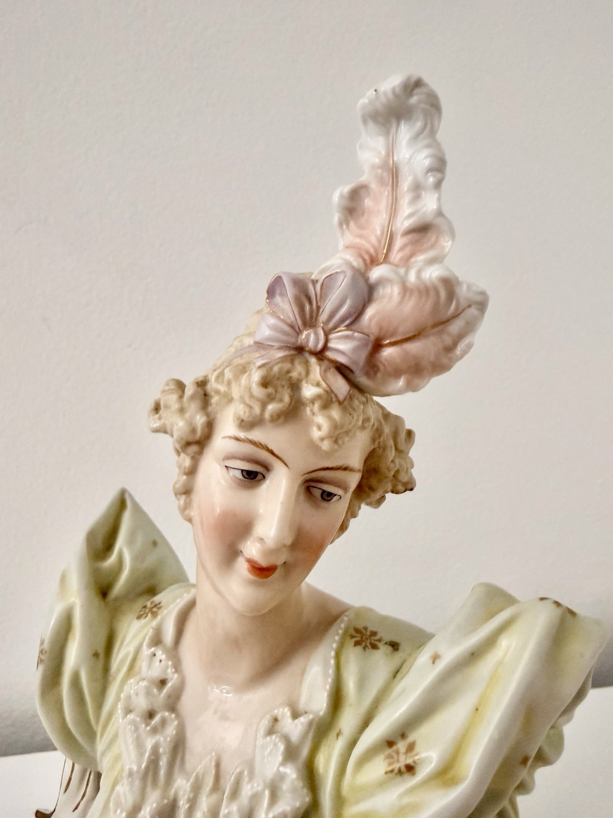 E & A Muller Antique Porcelain Art Nouveau Lady Bust 10″ Woman Figurine