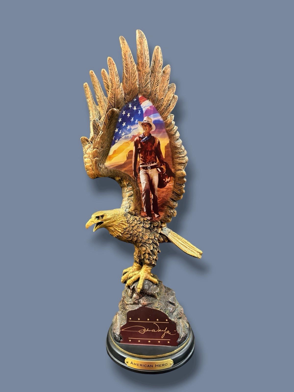 JOHN WAYNE American Hero COURAGE Eagle Bronze Color Sculpture Collection 2013