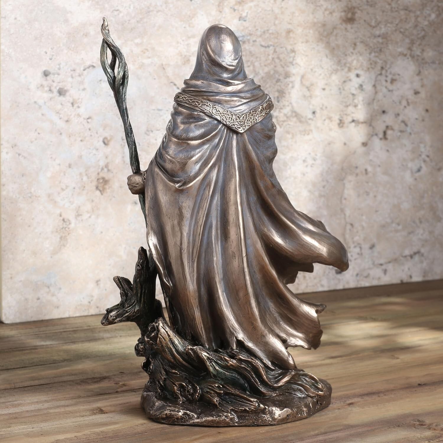 11 3/8 Inch Tall Merlin by Monte Moore Cold Cast Resin Antique Bronze Sculpture