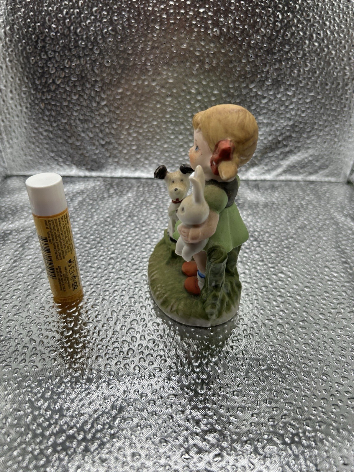 Bisque/Matte Porcelain #5761, Girl With Dog & Rabbit Figurine Vintage Korea